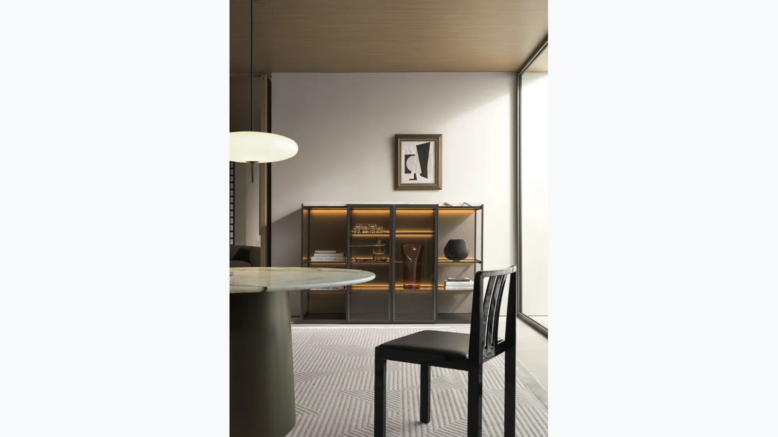 Logos Set 04 Bookcase in Wood with Glass Doors by Molteni & C