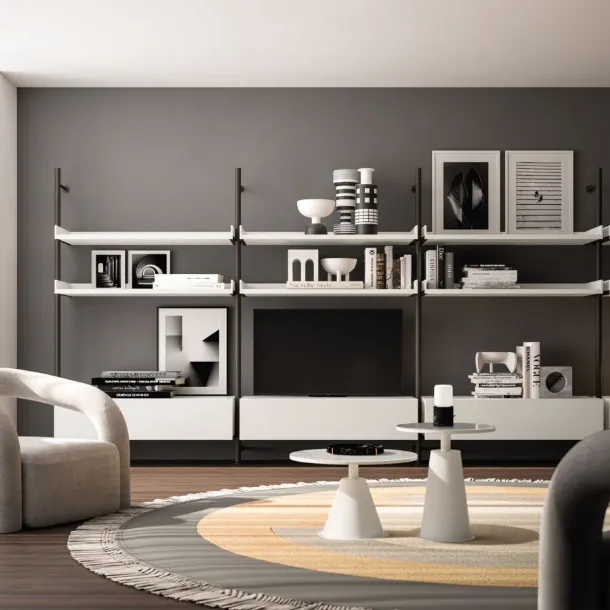 Palko bookcase in melamine and metal by Orme.