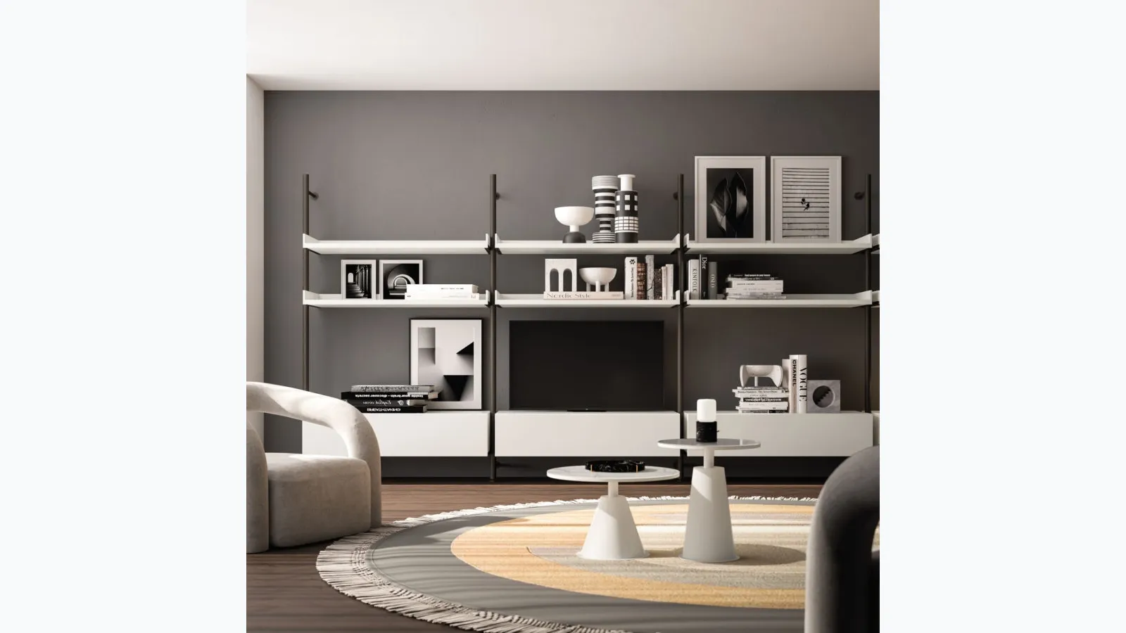 Palko bookcase in melamine and metal by Orme.