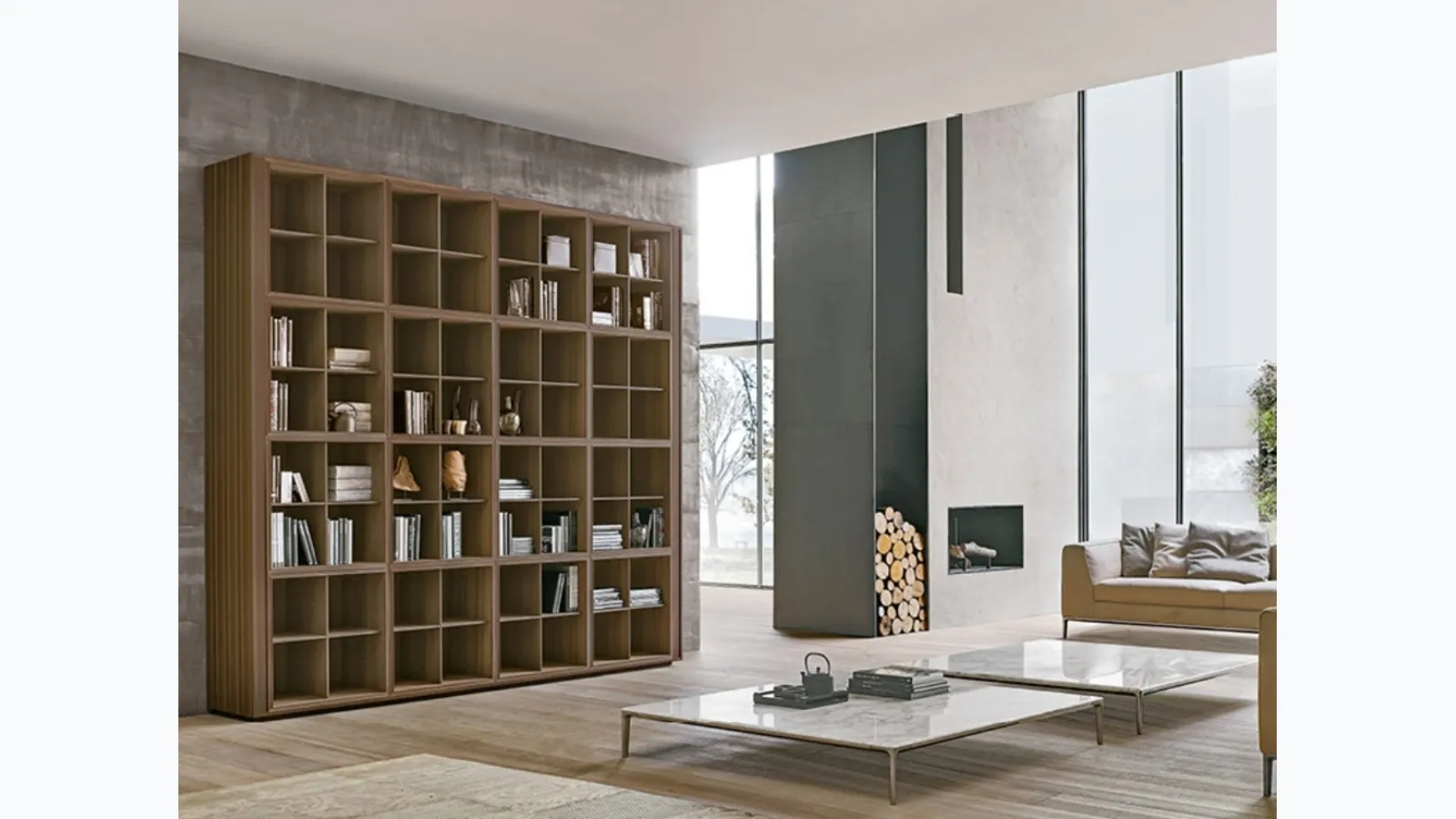 Modular oak bookcase by Alivar.