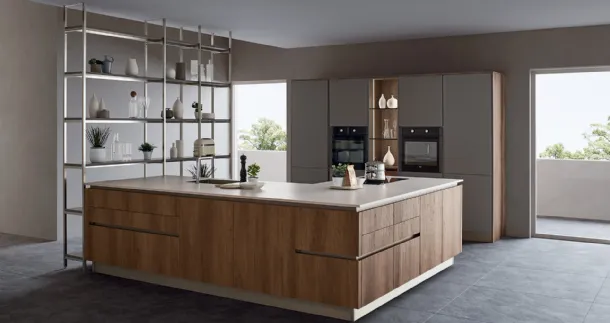 Metal bronze finish Tribeca 05 dividing bookshelf by Veneta Cucine.