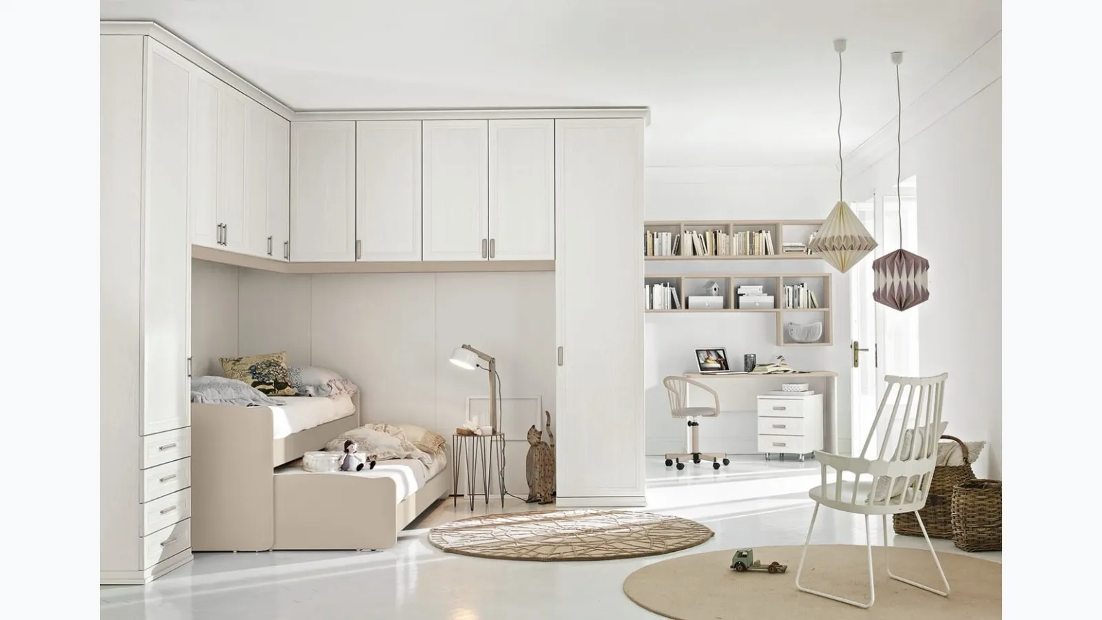 Bunk bed room with second sliding bed Arcadia AC031 by Colombini Casa.