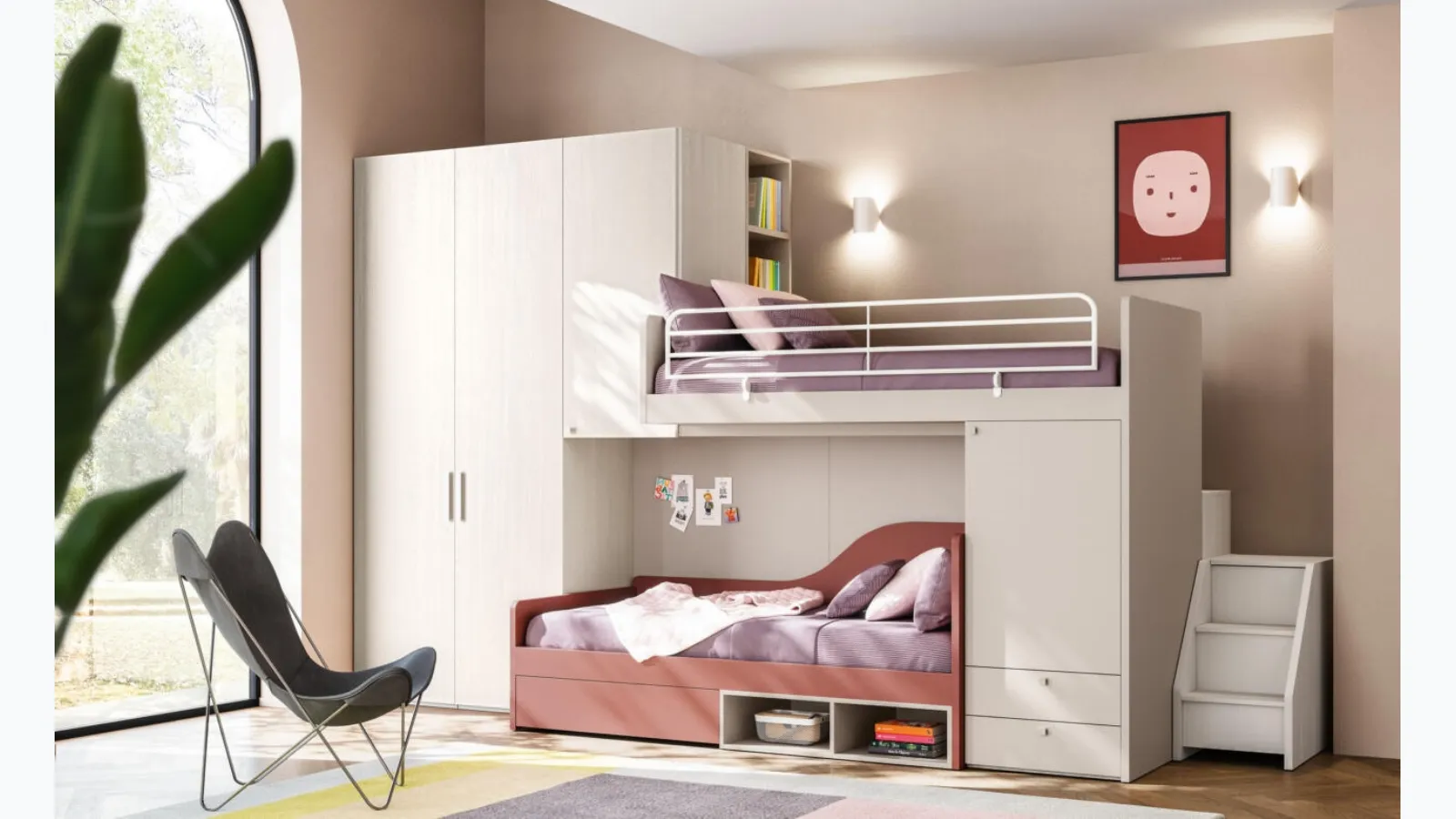 Space-saving bedroom 53 in Mistral loft style