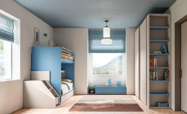 Space-saving 55 bunk bed room by Mistral.