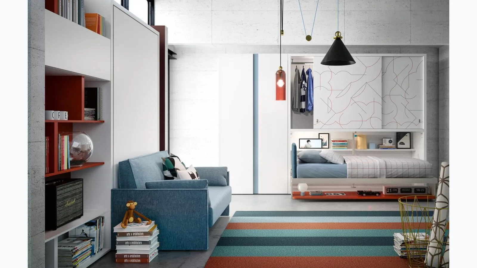 Kali Ponte Board space-saving bedroom by Clei.