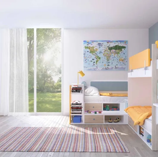 Bedroom with Open 22 bunk beds by S75.