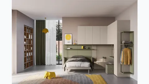 Corner bridge bedroom in melamine and lacquered Start P19 by Clever