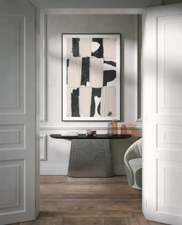 Mobile entrance Adonis Plissè with ash top and glass base by Tonin Casa.
