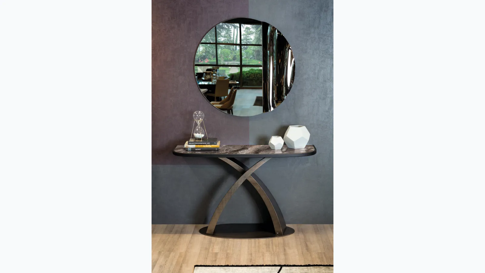 Eliseo Élite entrance mobile in porcelain stoneware and solid wood by Tonin Casa.