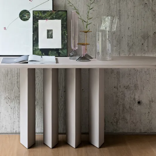 Geometric Console Entryway Table in clay finish by Bonaldo.