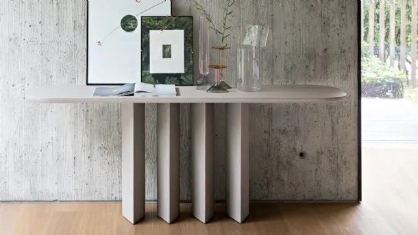 Geometric Console Entryway Table in clay finish by Bonaldo.