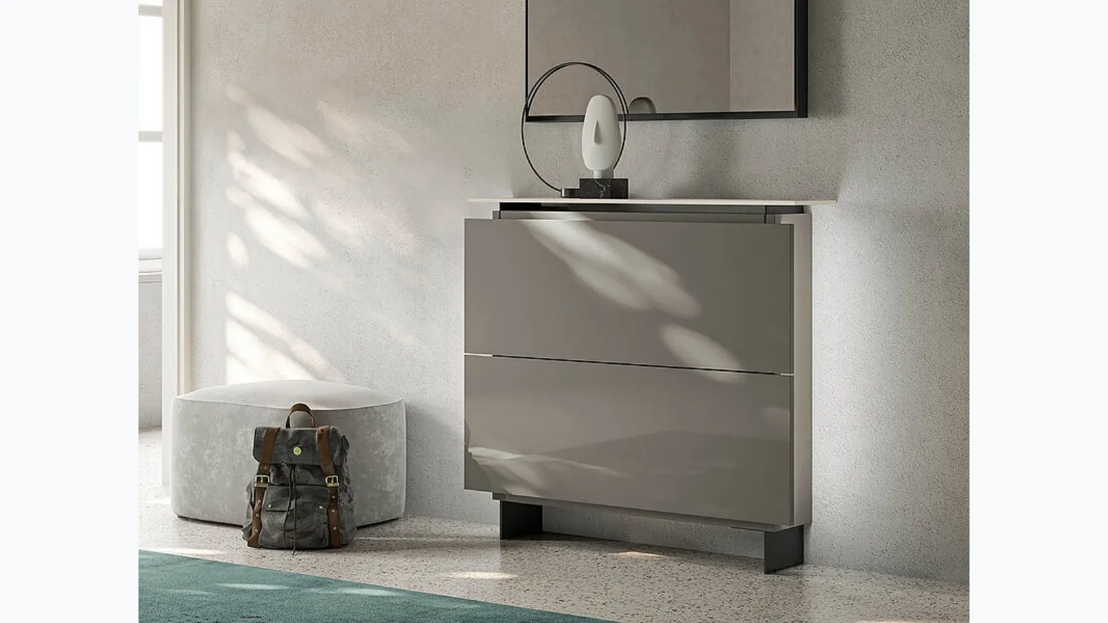 Mobile entry shoe cabinet Hosoi by Birex