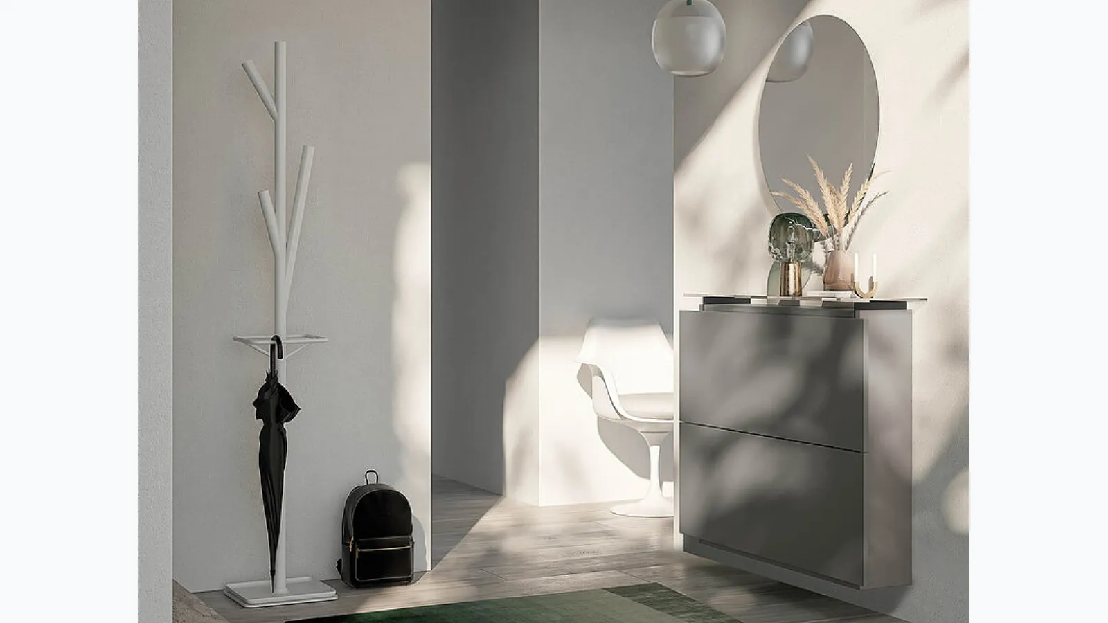 Hosoi shoe cabinet by Birex for mobile entrance