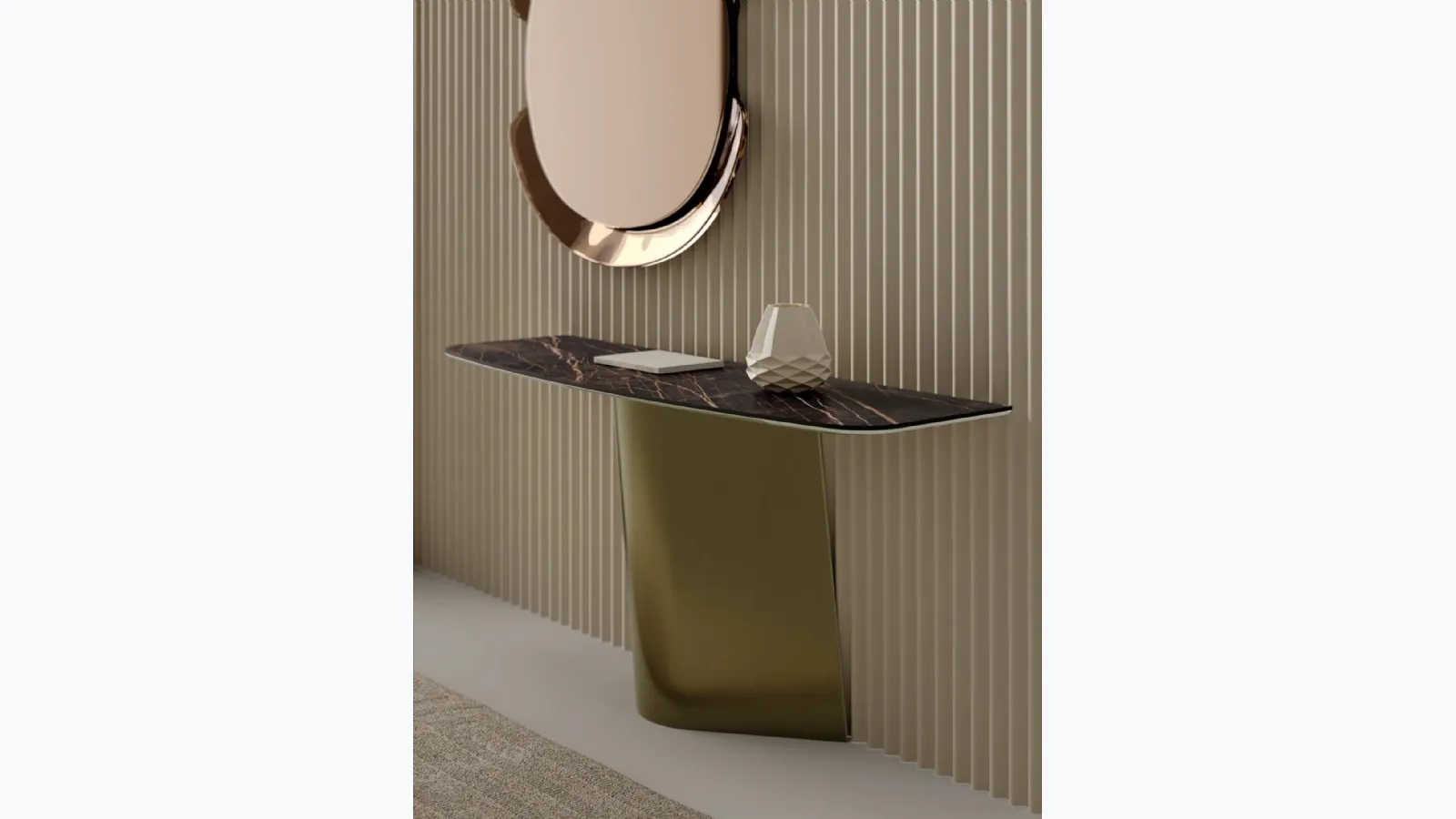 Mobile entrance Kimono Console with SuperMarble top by Bontempi.