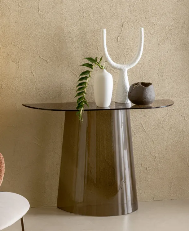 Entryway furniture Opera console table in transparent bronze-tinted glass by Riflessi