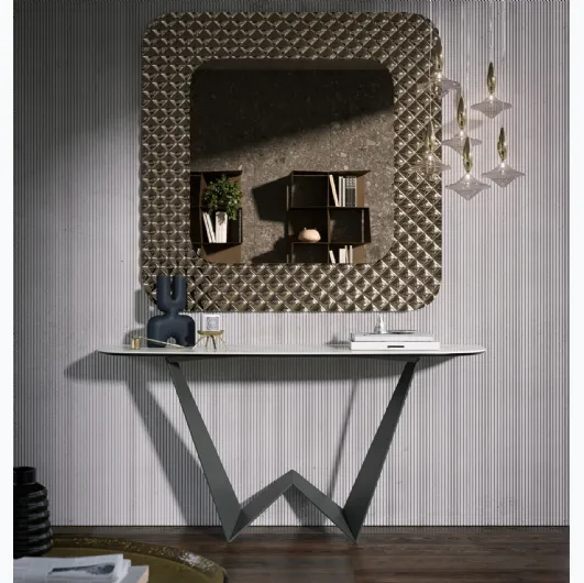 Mobile entry Console Reverse with porcelain stoneware top by Tonin Casa