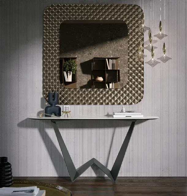 Mobile entry Console Reverse with porcelain stoneware top by Tonin Casa
