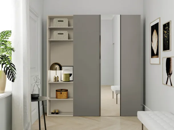 Mobile entrance composition 3 in melamine with mirrored door by Birex