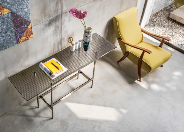 Entrance console table Waves with glass top by Fiam.