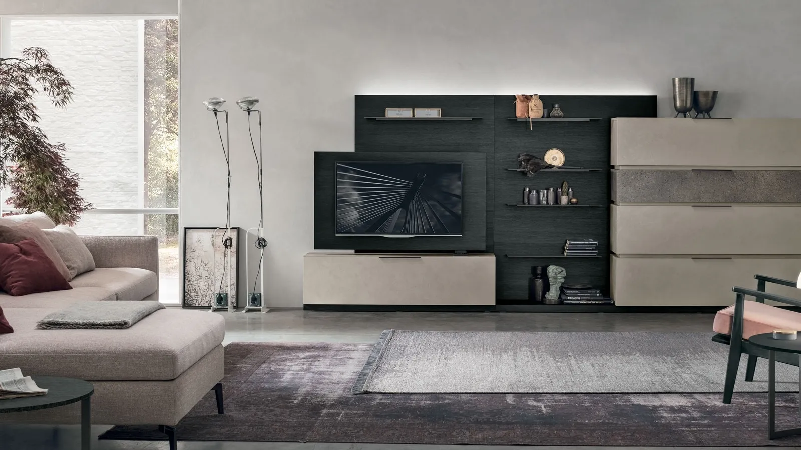 Tomasella's Atalante UNIT AT105 wall unit in granulated material.