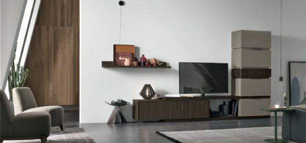 Tomasella Atlante UNIT AT111 wall unit in straw bronze material.