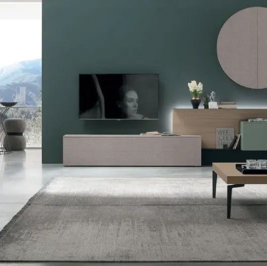 Wall unit Atlante UNIT AT118 in sand oak material and alpaca material by Tomasella.
