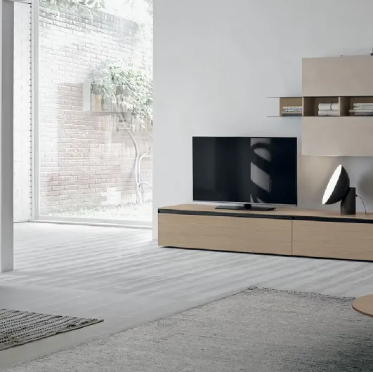 Atlas equipped wall unit AT124 in quarry cement material and matte anthracite material by Tomasella.