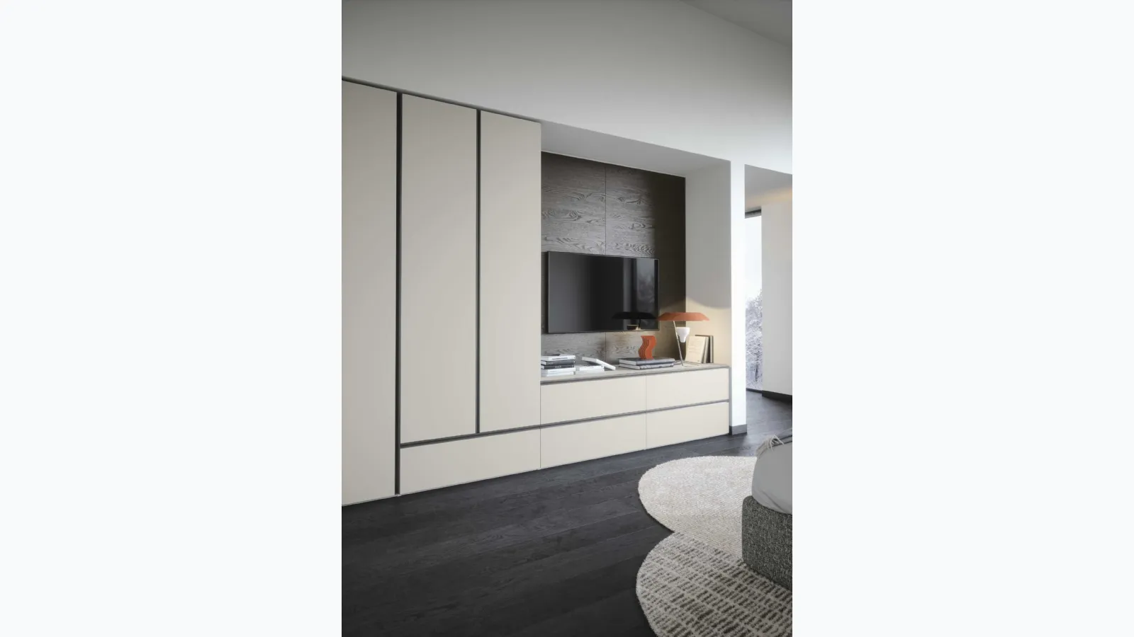 Novamobili Wall Unit with Wood Paneling