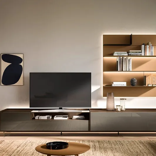 Entertainment Wall Unit Cabaret Glass 04 by Sangiacomo