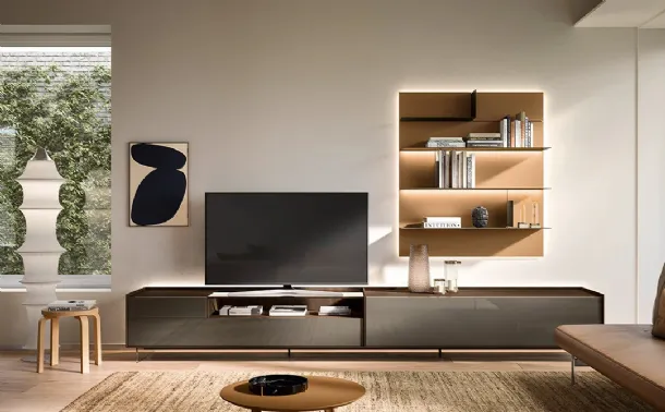 Entertainment Wall Unit Cabaret Glass 04 by Sangiacomo