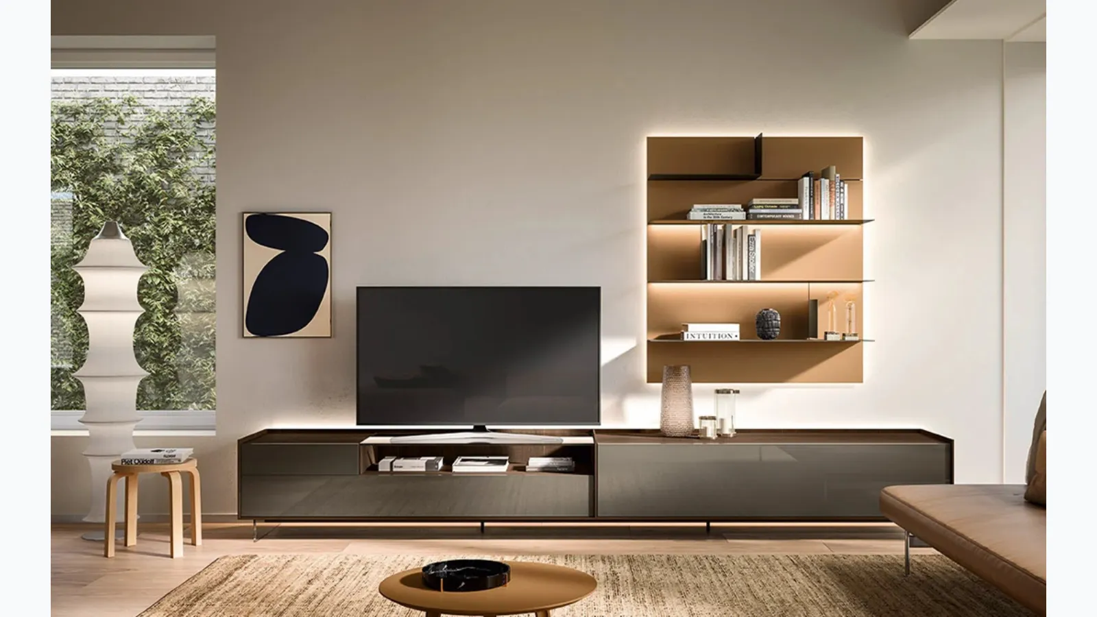 Entertainment Wall Unit Cabaret Glass 04 by Sangiacomo