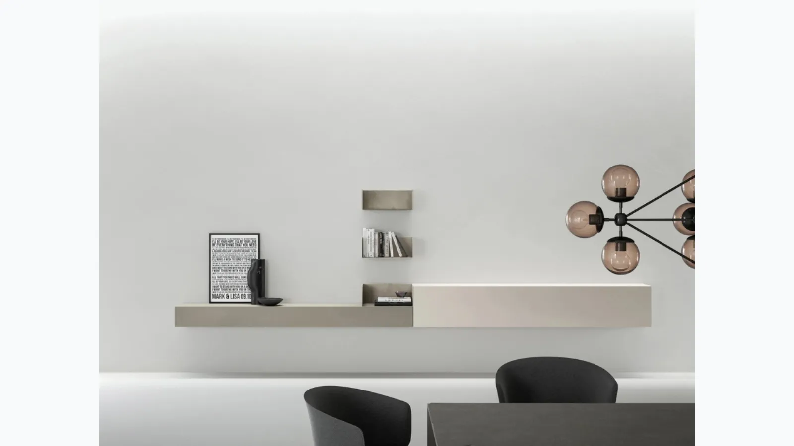 Wall Unit: Suspended Storage Containers with Open Compartments by Caccaro