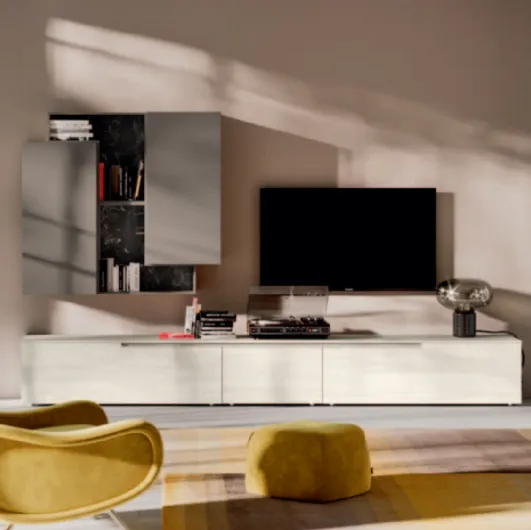 Equipped wall unit in textured and melamine finish, Day 05 by Orme.