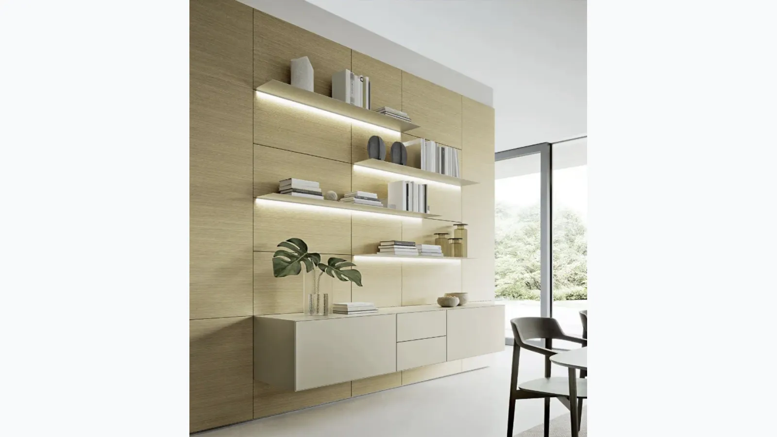 Domino Boiserie 01 fitted wall unit by Sangiacomo.