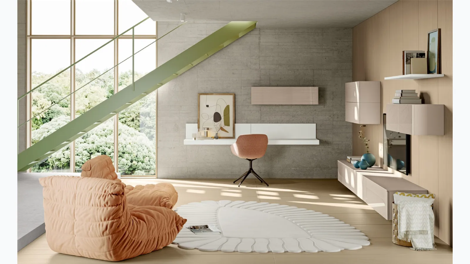 Eclectic fitted wall unit EN06 by Colombini Casa.