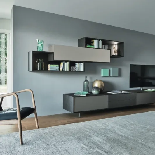 Lampo L6C01 wall unit in matte lacquered finish by Sangiacomo.