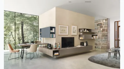 Angular wall unit Lampo L6C12 A in matte lacquered finish by Sangiacomo.