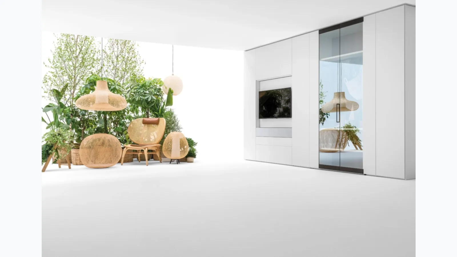 Living wall unit with glass doors by Caccaro.