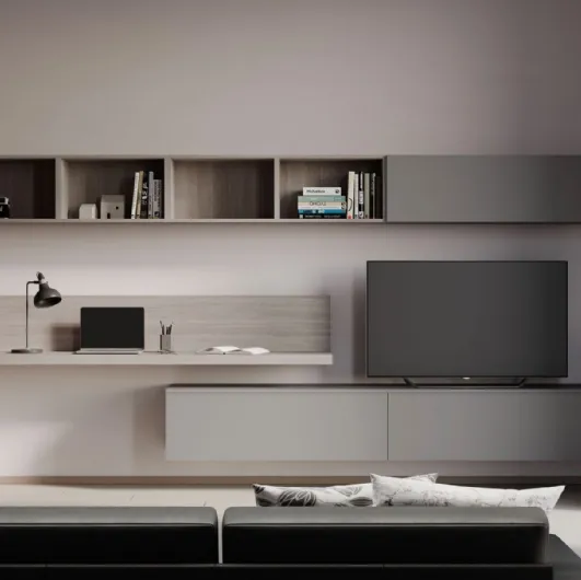 Suspended Living Wall Unit with Desk by Nardi Interni.
