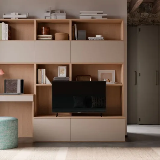 Tortora Living Wall Unit with Desk Modul Box by Nardi Interni