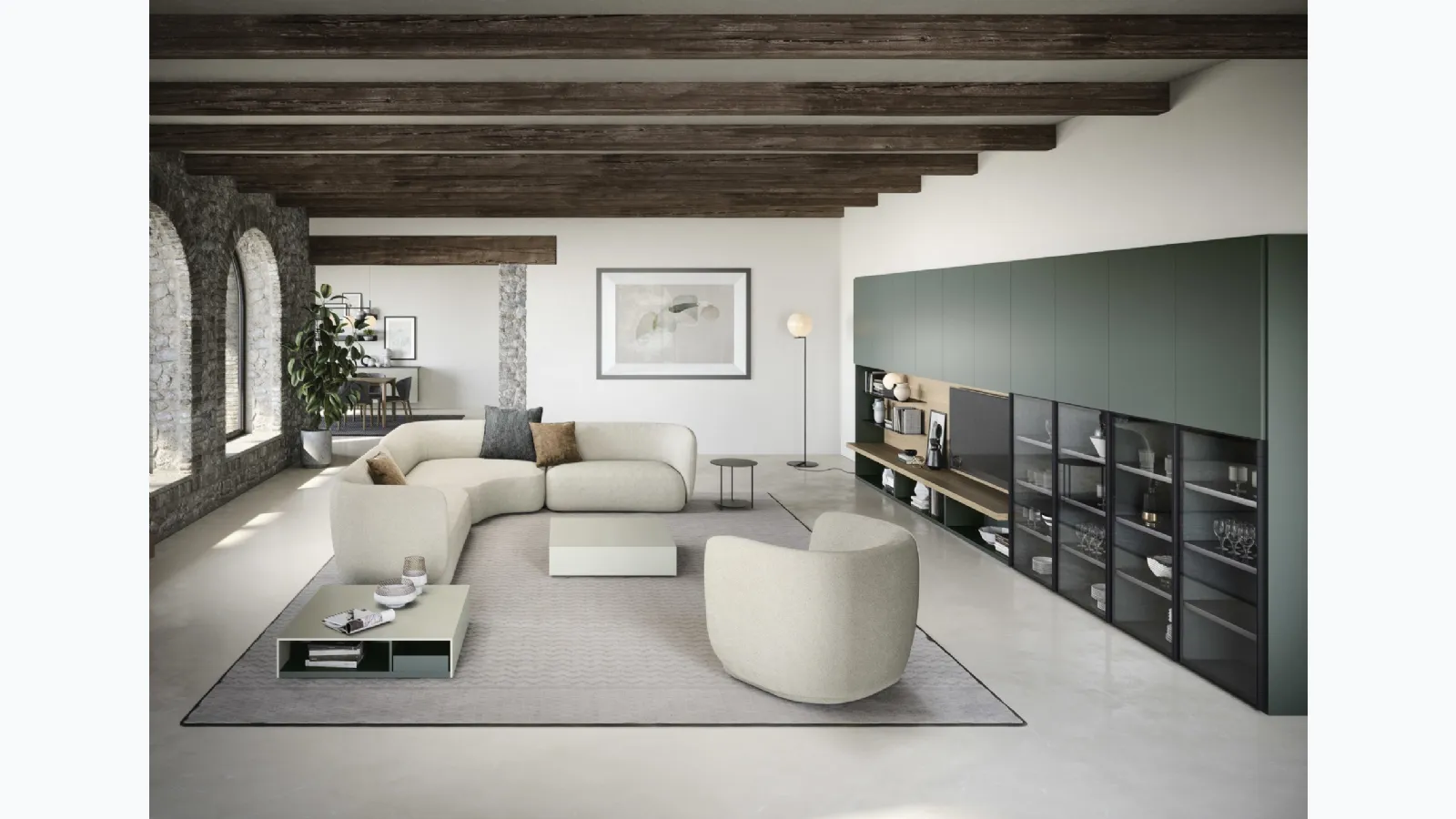 Wall-mounted shelving and panels 02 by Novamobili.