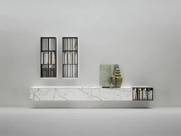 Equipped wall in stoneware Modular units with Caccaro lights.