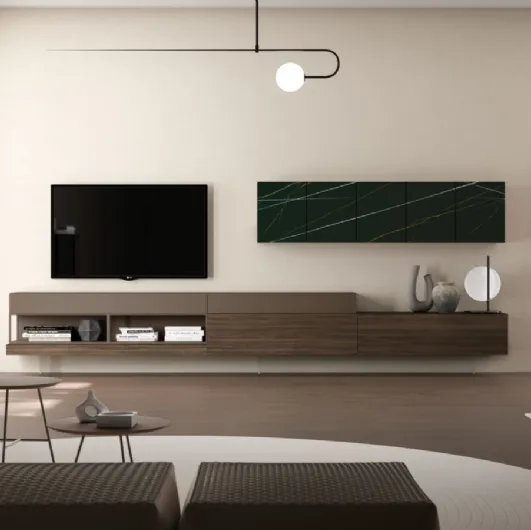 Suspended wall unit Modulo Day 14 in textured and lacquered finish by Orme.