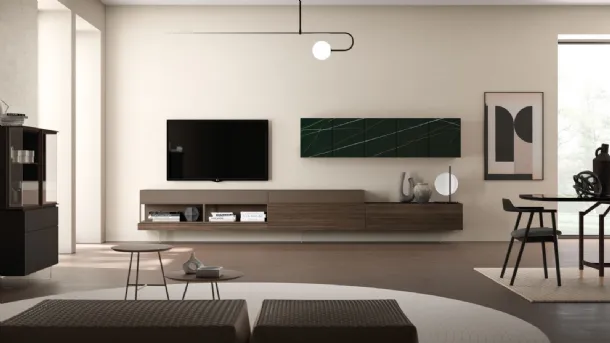 Suspended wall unit Modulo Day 14 in textured and lacquered finish by Orme.