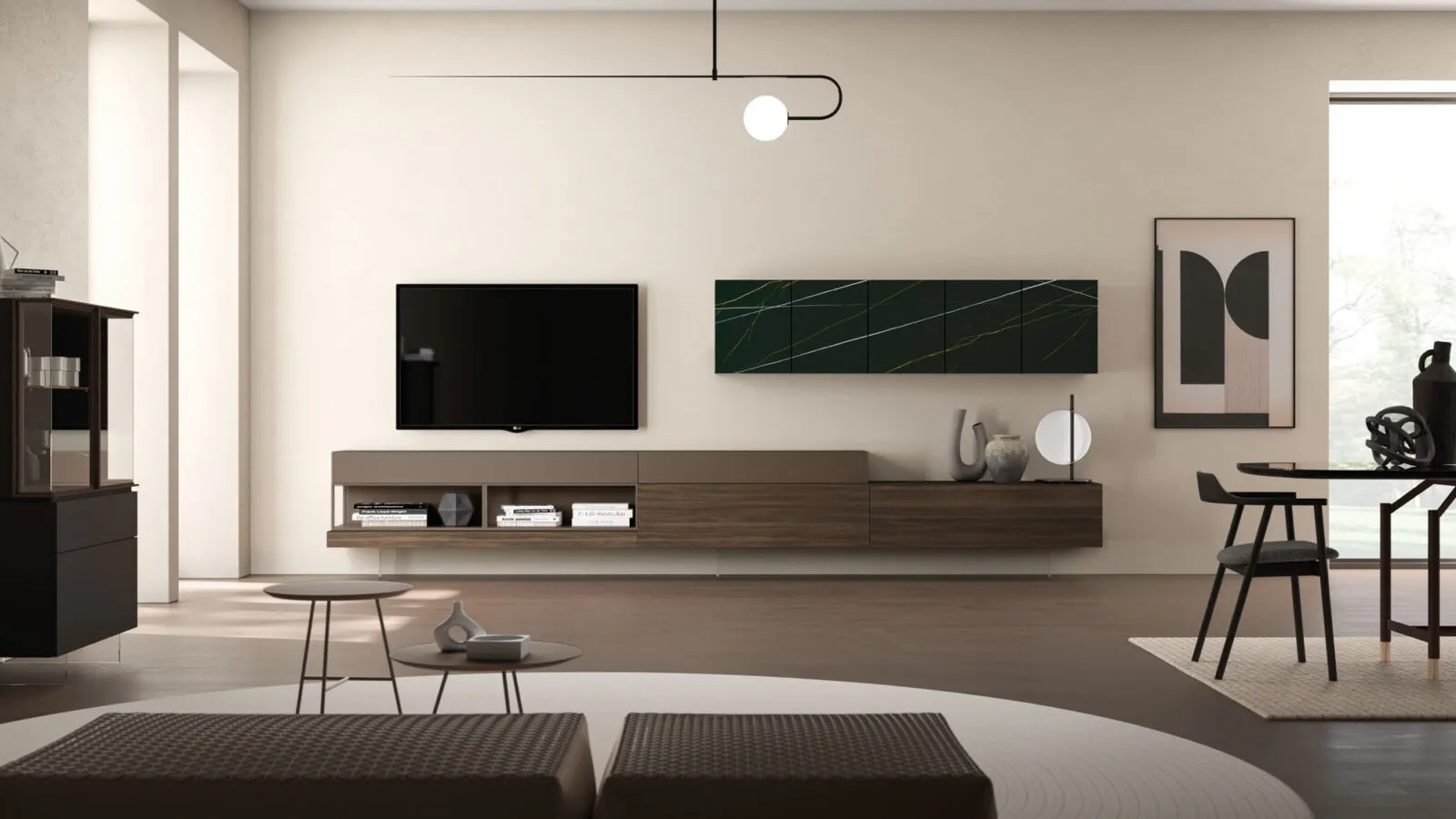 Suspended wall unit Modulo Day 14 in textured and lacquered finish by Orme.