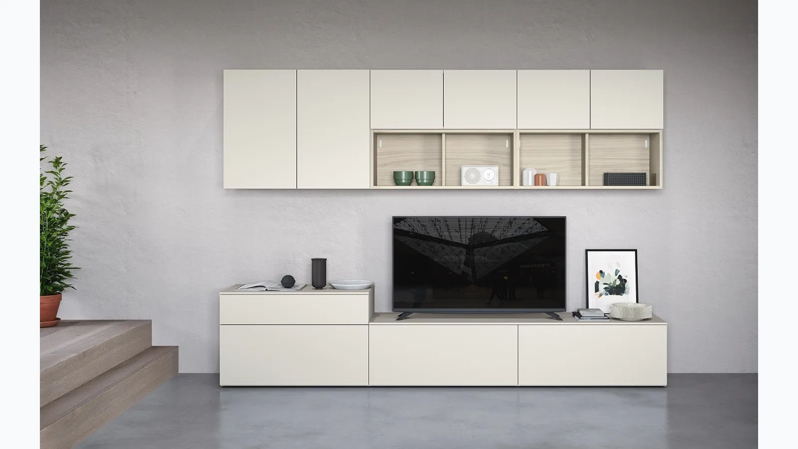 Wall unit 04C in melamine by Cinquanta3.