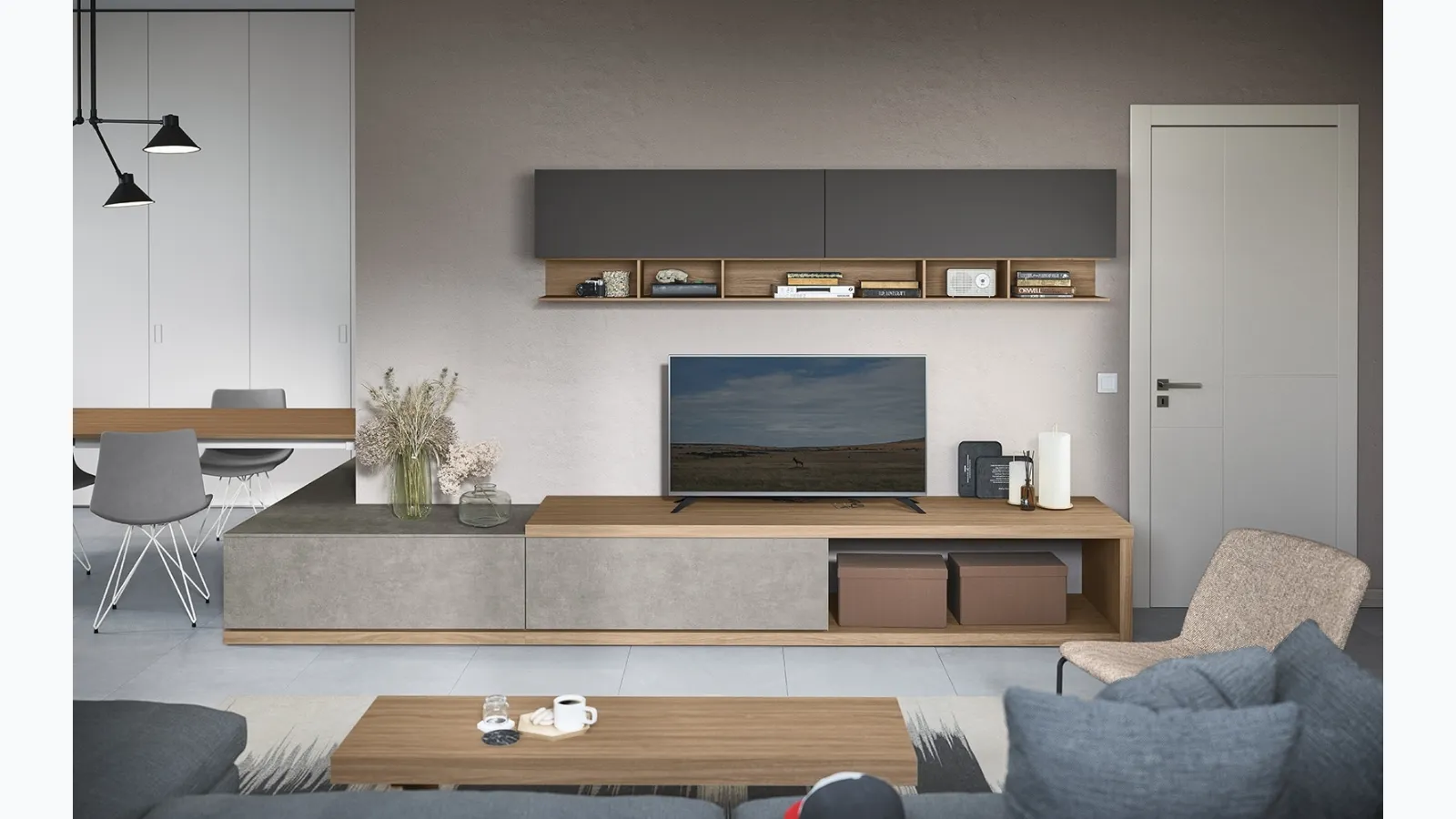 Wall unit 05B in melamine by Cinquanta3.