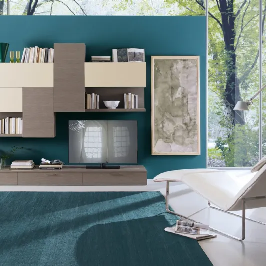 Wall unit Spot Cindy 03 in oak and magnolia finish by S75.