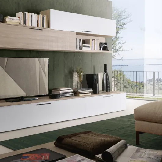 Wall Unit Spot Irma 03 in matte white finish and light elm by S75.