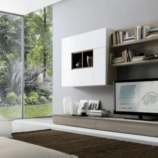Wall unit Spot Irma 06 in Olmo Brown and White finish by S75